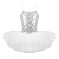 thumbnail image 1 of Ocealan Justaucorps de Danse Ballet à Paillettes pour Filles, Bretelles Spaghetti, Dos Croisé, Robe Ballerine Blanche 4TG, 1 of 7