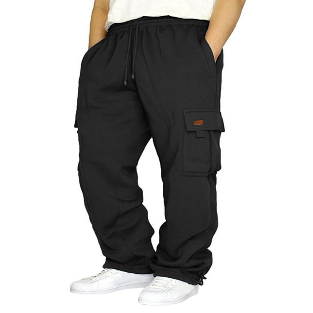 Mens Loose Cargo Pants Cual Drawstring Eltic Waist Wide Leg Athletic Sweatpants Outdoor Trousers
