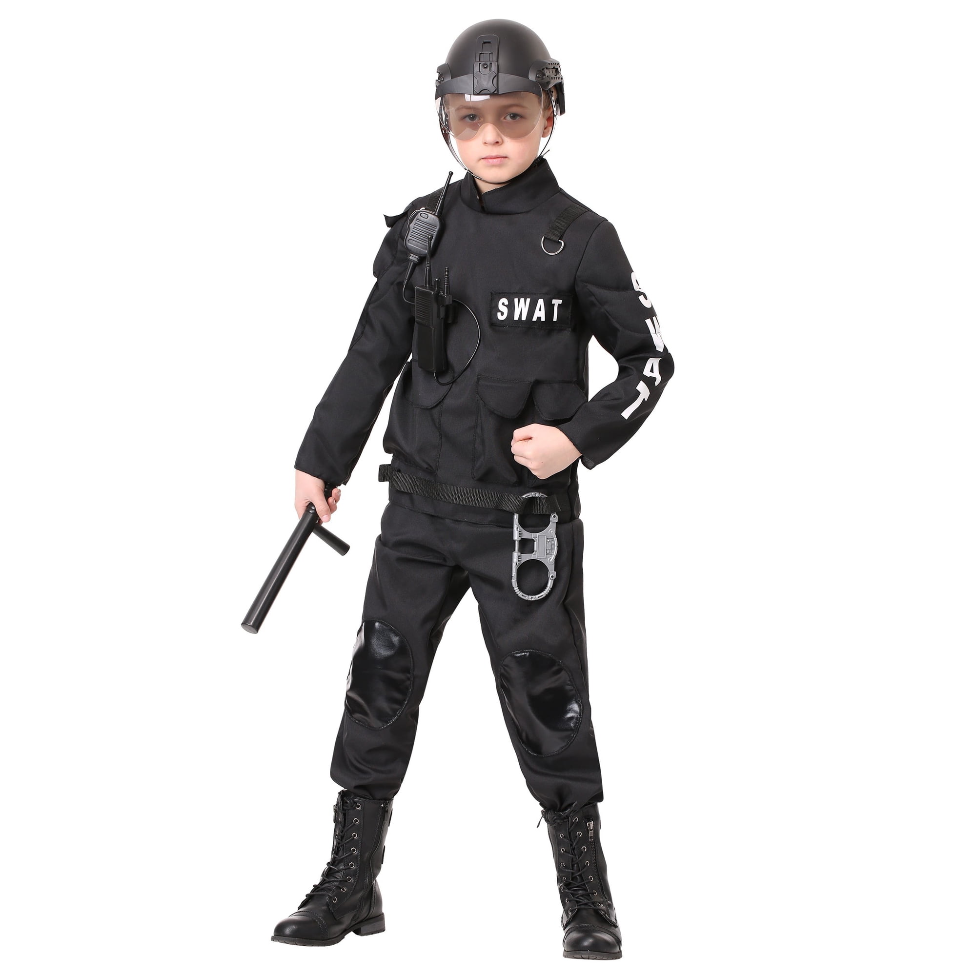 Costume SWAT Pour Enfant – Déguisement D’Officier Des Forces Spéciales Avec Veste, Pantalon, Ceinture Et Casquette – Dès 1-2 Ans