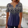 thumbnail image 2 of CEHVOM Femmes Mode Décontractée Imprimé Col Rond Ample Manches Courtes T-shirt Haut Blouse Chandail Liquidation, 2 of 5