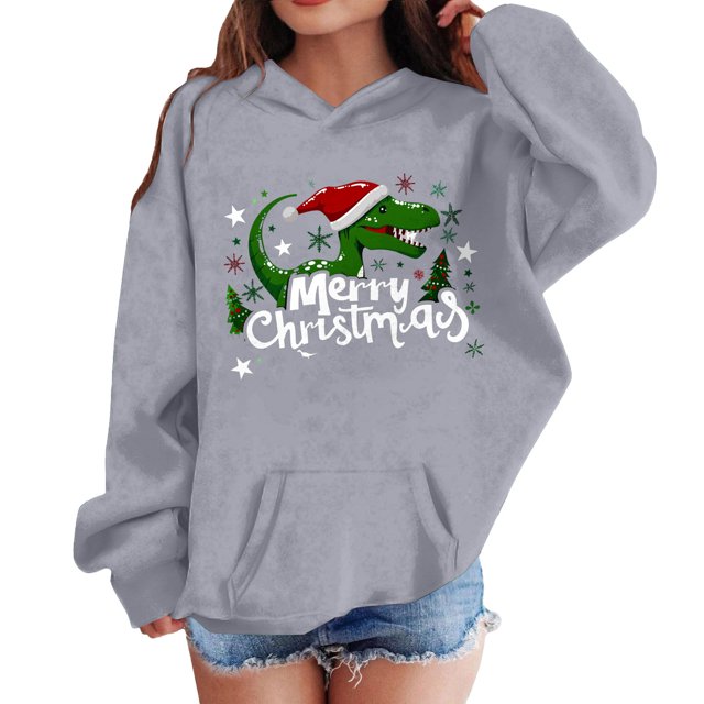 Girls Long Sleeve Tops, Pullover Sweatshirt with Crewneck and Pocket