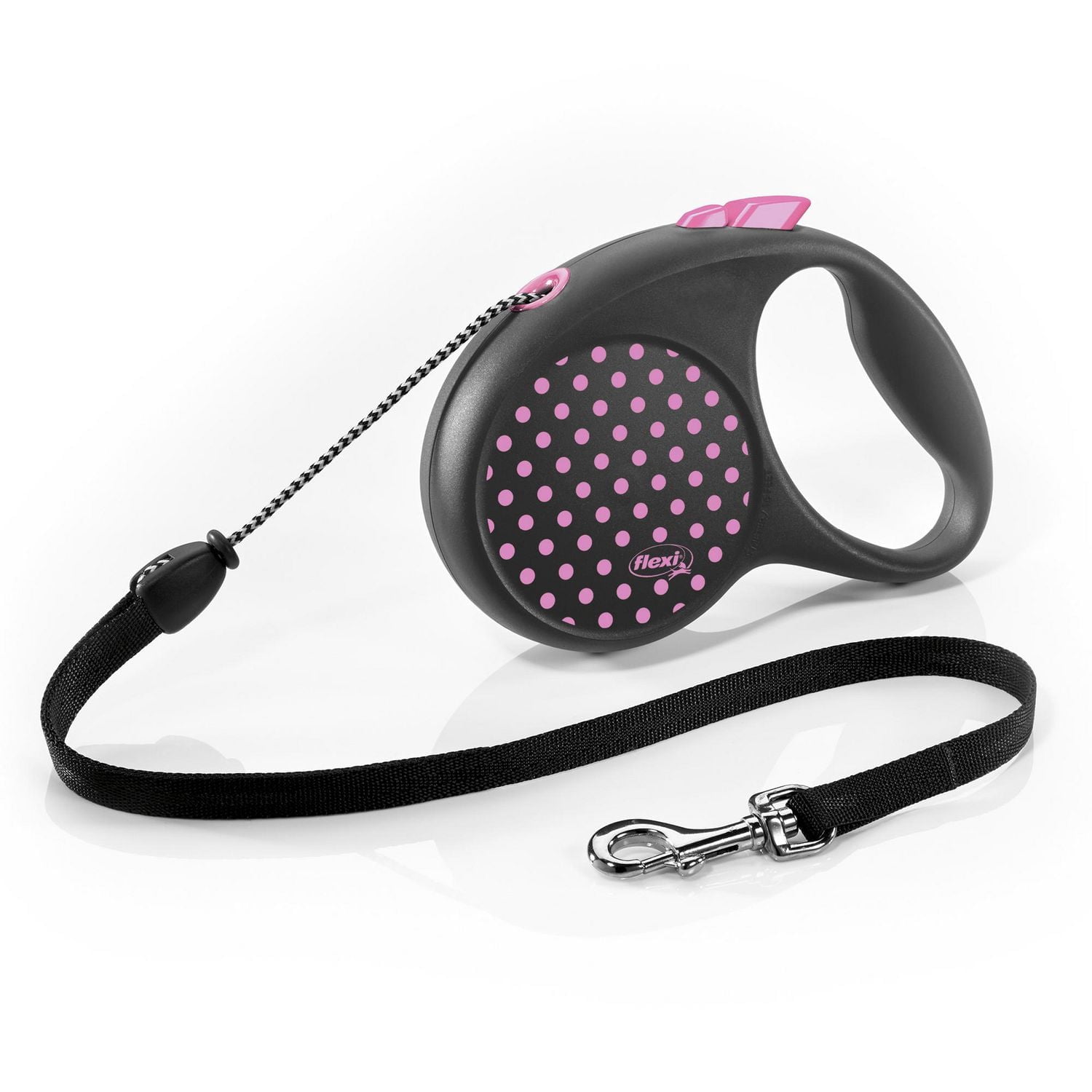Flexi FUN Dots Medium Retractable Dog Leash, Pink, 5m/16ft