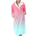 thumbnail image 3 of Meichang Women's Plush Fleece Robe Gradient Long Sleeve Shawl Collar Winter Bathrobe Mid Length Soft Fuzzy Fluffy Robe with Belt Loungewear, 3 of 4