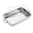 thumbnail image 1 of Bgsha Stainless Steel Deep Roasting Tray Oven Pan Grill Rack Baking Roaster Tin Tray, 1 of 9