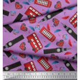 thumbnail image 3 of Soimoi Rayon Fabric Bus,Telephone Booth & London Clock Tower Architectural Decor Fabric Printed Yard 56 Inch Wide, 3 of 3