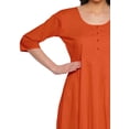 thumbnail image 3 of Moomaya Kurtis en Coton Uni pour Femmes Tenue de Fête Manches 3/4 Robe Mode pour Femmes, 3 of 5