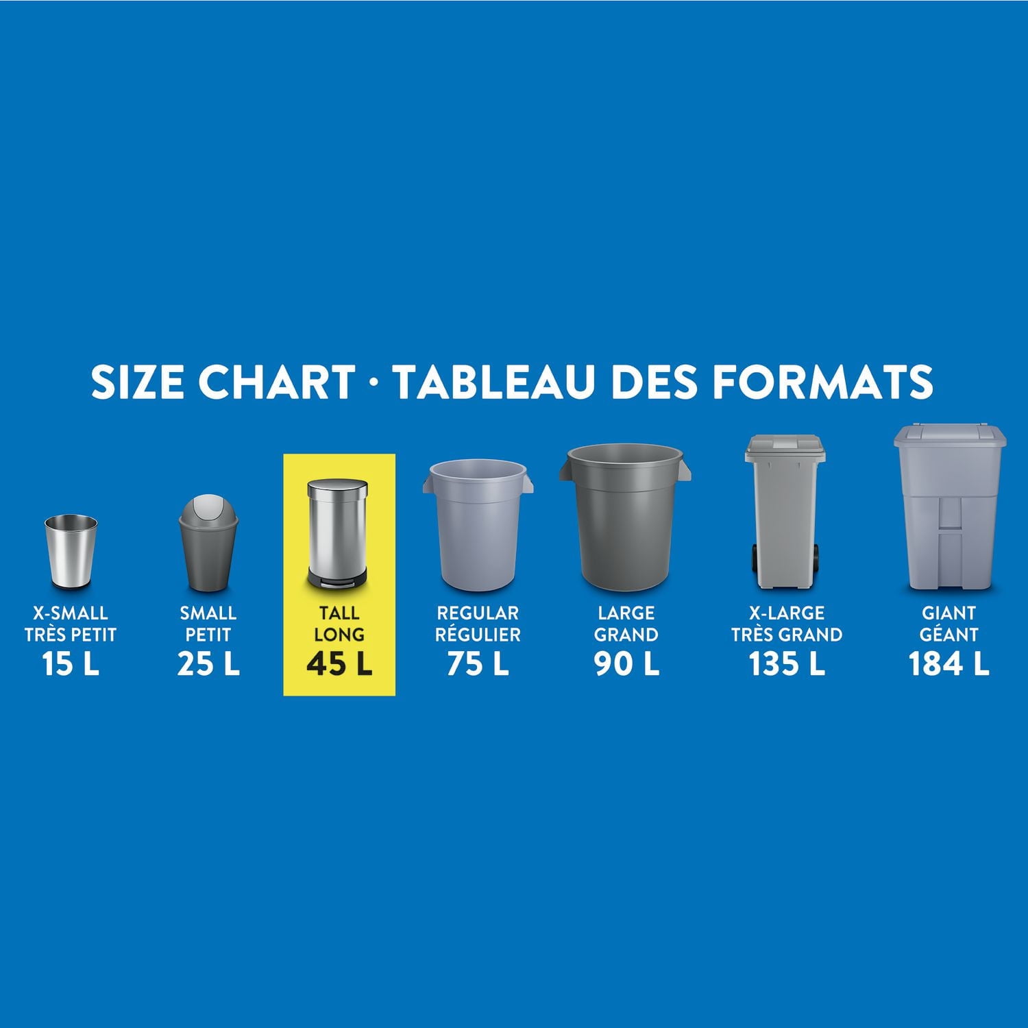 Great Value Sacs à Ordures de Cuisine Hauts, 45L, 30sacs
