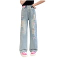 thumbnail image 1 of Girls' Straight Wide Leg Jeans | Comfy Stretch Denim Pants for Ages 5-15, 1 of 9