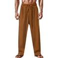 thumbnail image 2 of WRKEKC Casual Pants for Men Spring Fall Fashion Solid Color Drawstring Elastic Waist Long Pants for Daily Casual Outings Lounge　Wear, 2 of 9