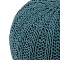 thumbnail image 2 of Pouf Rond Bohème en Tricot à la Main Shelby en Coton Sarcelle, 2 of 5