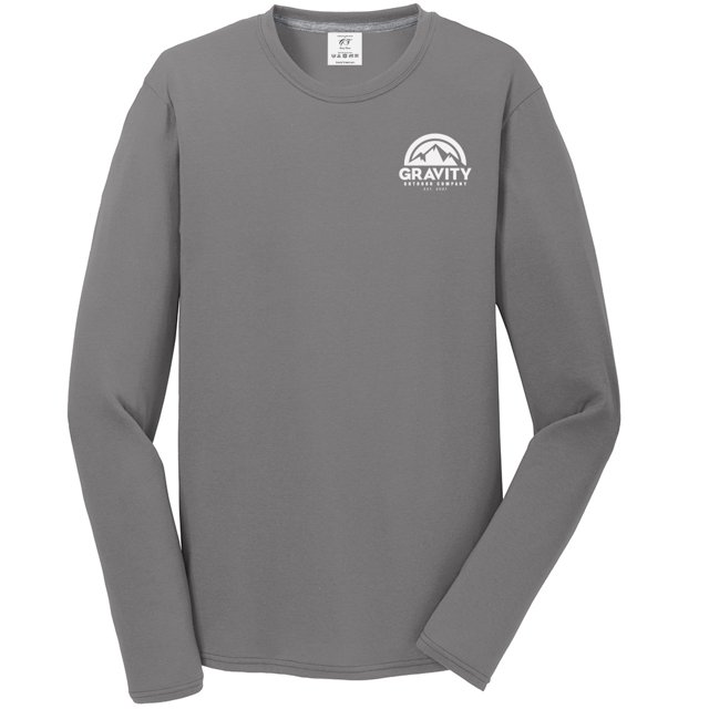 Gravity Outdoor Co. Performance Long Sleeve Shirt - Medium Grey - White Logo - S