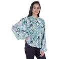 thumbnail image 3 of Moomaya Chemise Boutonnée Imprimée pour Femme Col Mandarin Manches Longues Haut d'Été, 3 of 7