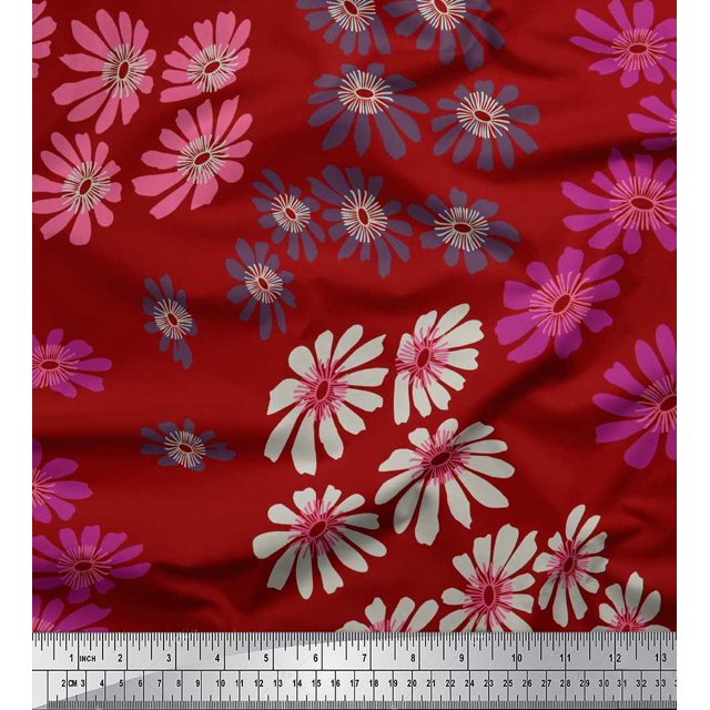 Soimoi Velvet Fabric Artistic Flower Decor Fabric Printed Yard 58 Inch Wide