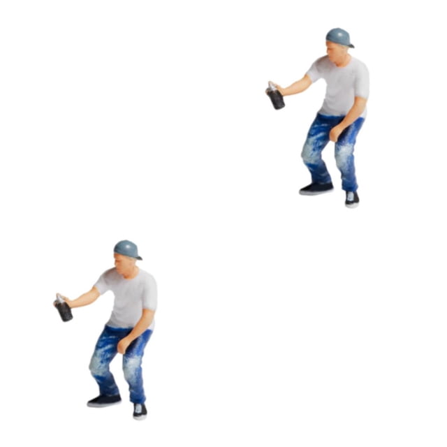 Wweixi 1/87 Diorama Graffiti Figure Characters Resin People Train Layout boy white 2Set