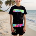thumbnail image 2 of Gubotare Boys Rashguard Swim Set Boys Rash Guard Set for Kids Boys 2 Piece Short Sleeve Swim Shirts with Trunks Quick Dry Bathing Suits Swim Set Size 15 Years (Multicolour,15 Years), 2 of 6