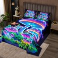 thumbnail image 2 of Erosebridal Gradient Musgroom Coverlet Set Queen, Jungle Plants Bedding Set, Butterfly Aniaml Decor, 2 of 5