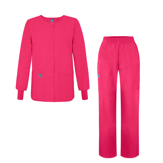 Adar Universal Women's Scrub Set - Warm-Up Scrub Jacket and Elastic Pull-On Pants