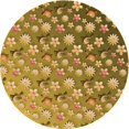 thumbnail image 1 of Ahgly Company Tapis d'Intérieur Lavable en Machine Carré Jaune Transitionnel, 3 Pieds Carré, 1 of 7
