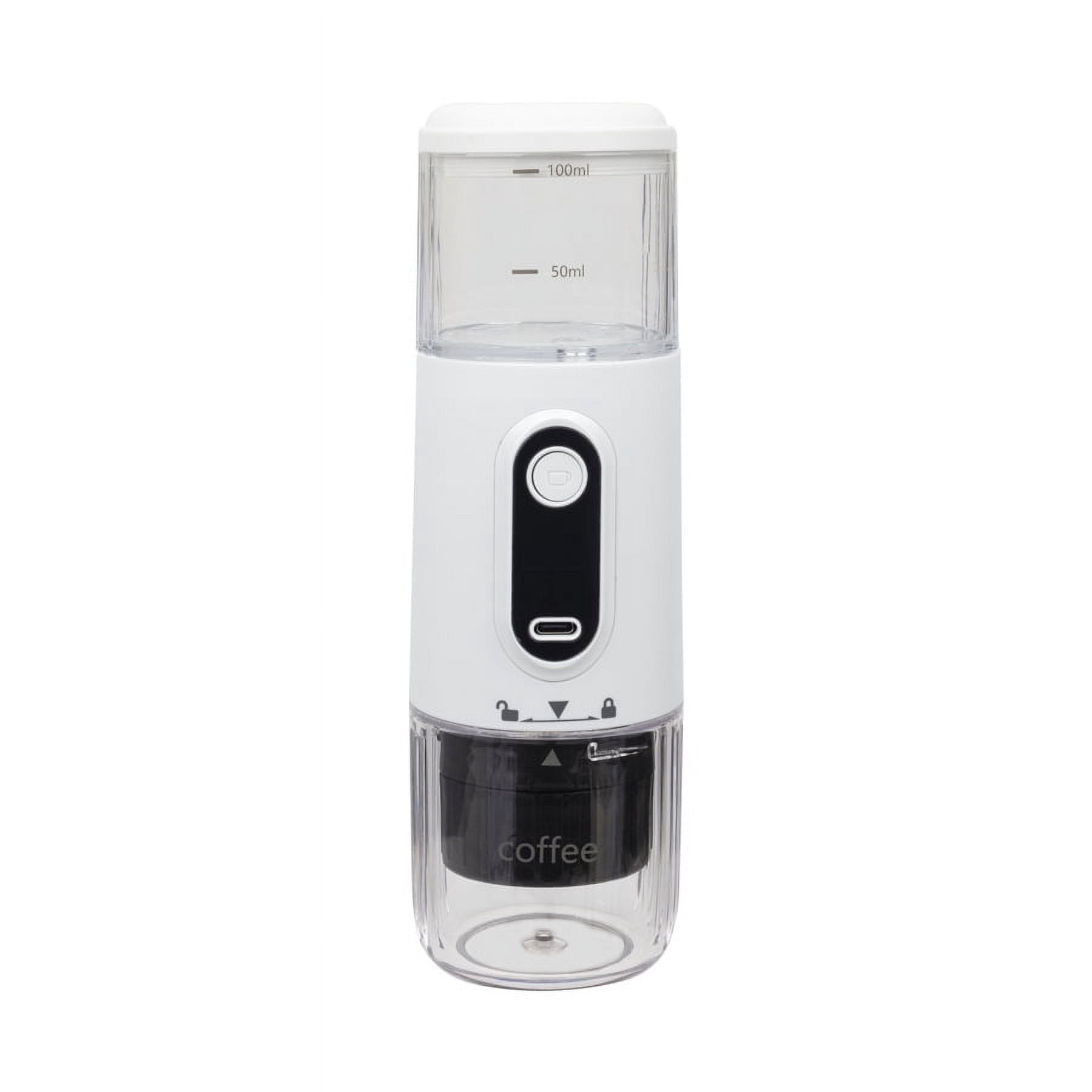 Portable Cordless Coffee Maker, Compact 100ml Electric Espresso Machine, Compatible with Capsules and Ground Coffee, USB Type-C Rechargeable, White