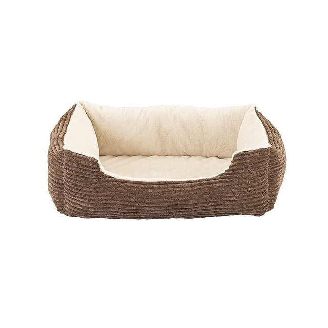Sleep Zone Lit Orthopédique en Velours Côtelé pour Chien Câlineur avec Extérieur en Velours Côtelé Brun et Coussin Intérieur Moelleux Crème, Conçu pour Offrir un Soutien Orthopédique durable et du Confort aux Chiens, Doté d'Un Rembourrage en Fibres Qui Résiste aux Agglomérations.