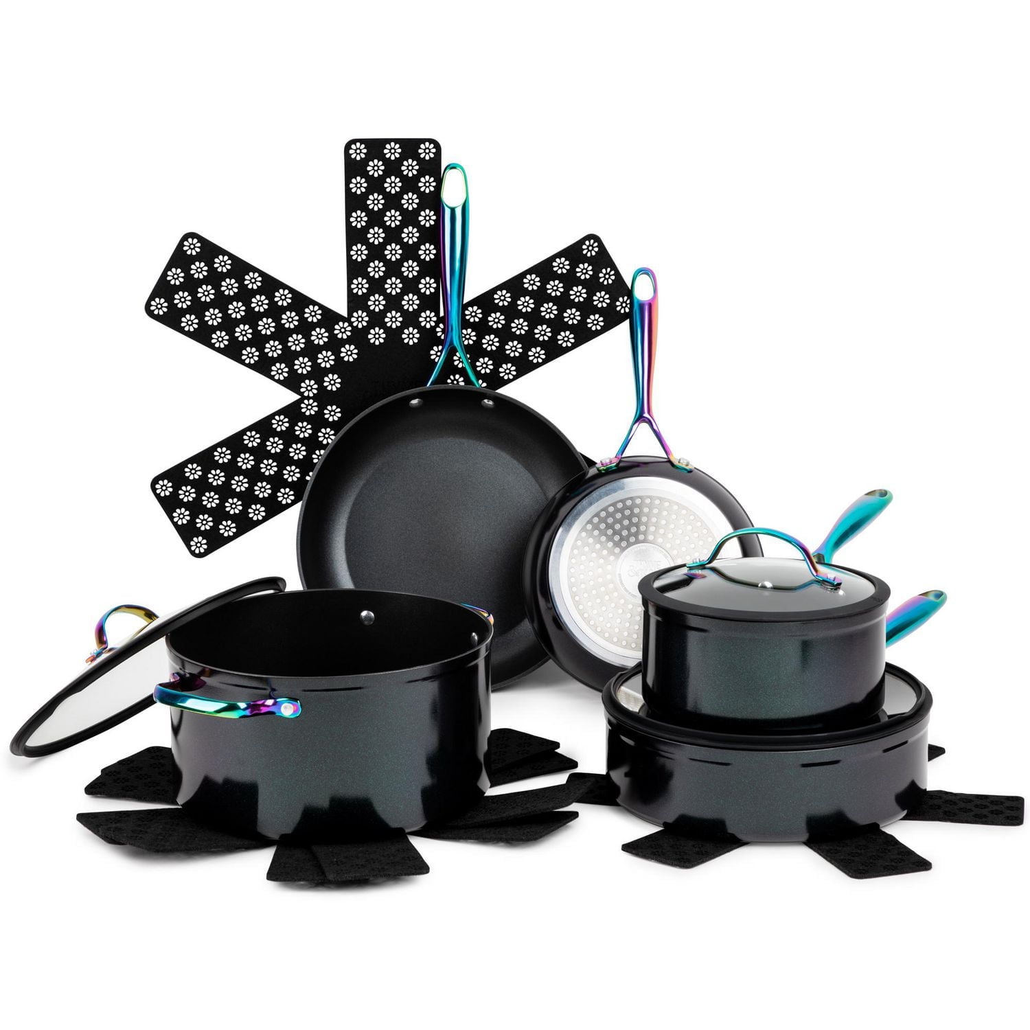 調理器具 RAINBOW 12PC SET Thyme & Table Nonstick 12-Piece Cookware Set, Rainbow - Walmart.ca