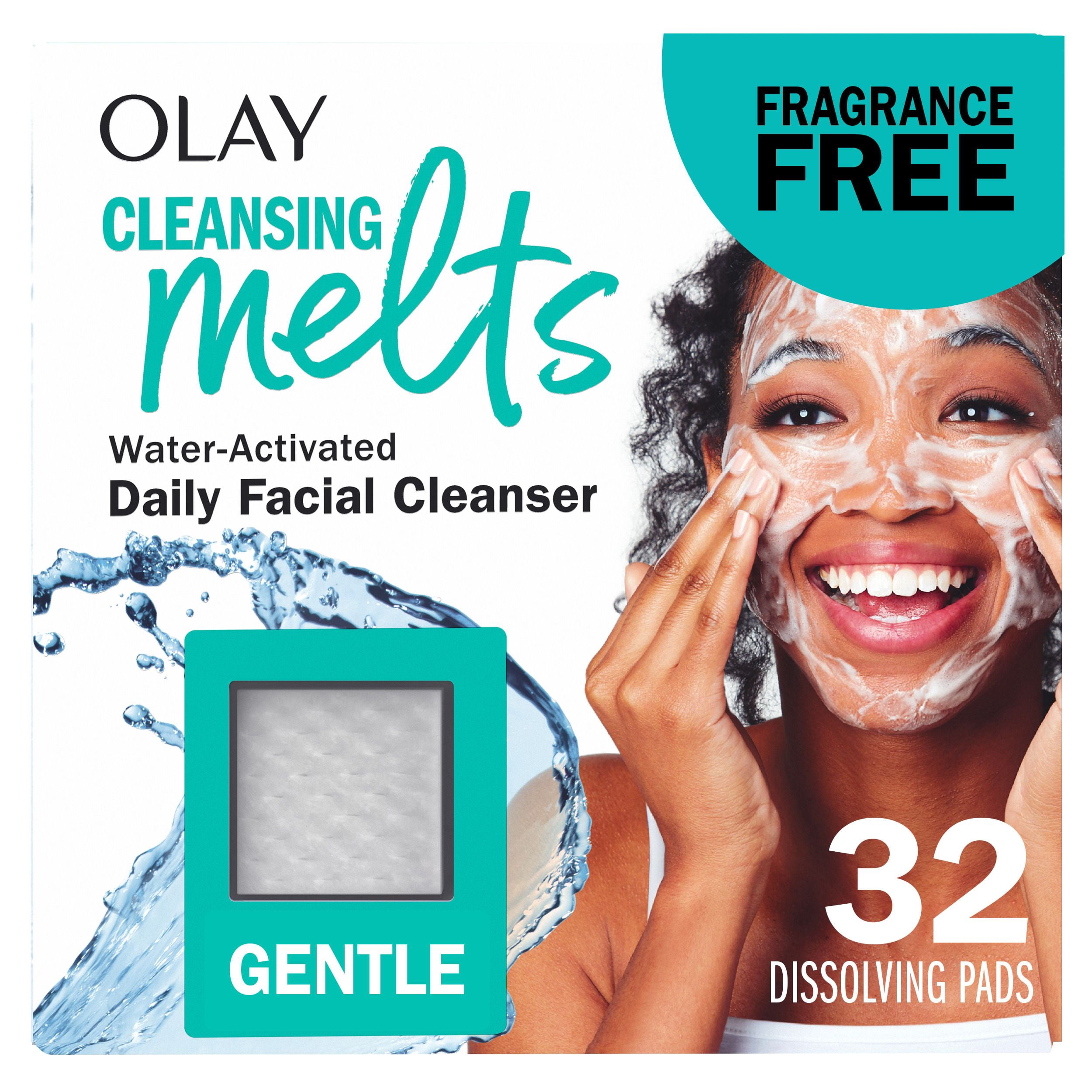 Nettoyant Pour Le Visage Olay, Nettoyant Fondant + Nettoyant Doux Pour Le Visage, Activé Par L’Eau, Nettoie, Tonifie Et Rafraîchit La Peau, Sans Parfum, Peau Sensible, 32 Unités