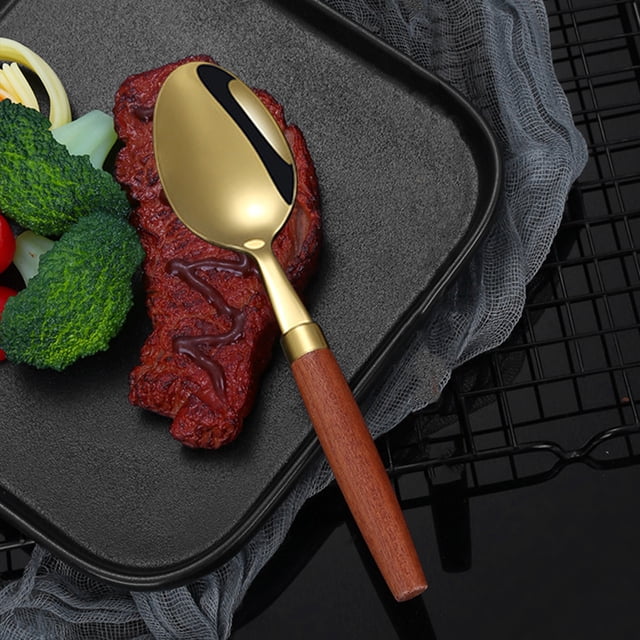 Ensemble de Couverts en Acier Inoxydable - Cuillère et Fourchette, Ustensiles de Cuisine, Compatible Lave-Vaisselle, Résistant à la, Or, JKODE