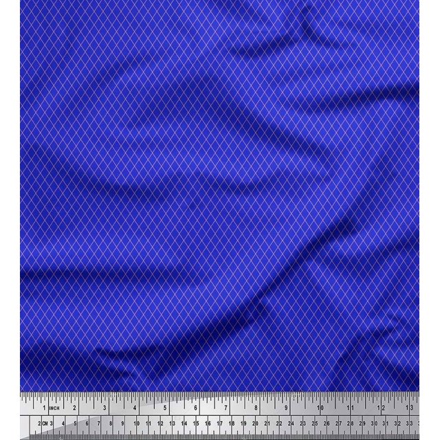 Soimoi Blue Moss Georgette Fabric Diamond Geometric Printed Craft Fabric by the Yard 42 Inch Wide