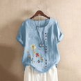 thumbnail image 1 of Levmjia Hauts Chemises pour Femmes Grande Taille Liquidation Été Femmes Décontracté Grande Taille Col Rond Imprimé Ample Tunique à Boutons Chemise Blouse Hauts, 1 of 3