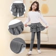 thumbnail image 2 of VINUSLI Girls Skirted Leggings Ruffle Stretchy Athletic Legging with Skirts Elastic Solid Warm School Uniform Pants Gray,7 Years, 2 of 8