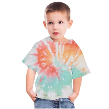 Meichang T-shirts Teinture sur Nœuds pour Enfants, Hauts à Manches Courtes, T-Shirts Graphiques Tendance à Col Rond, Coupe Ample, T-Shirts d'Été Décontractés Mother's Day pour Garçons et Filles de 3 à 14 Ans
