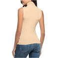 thumbnail image 3 of SHTXOZHI Débardeurs pour Femmes Col Roulé Sans Manches Chemises Couleur Unie Tops d'Été Décontractés, 3 of 6