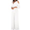 thumbnail image 1 of Penkiiy Combinaisons pour Femmes Mode Pantalons Larges Unis Manches Courtes Col en V Combinaisons Blanches P Combinaisons, 1 of 5