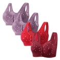 thumbnail image 1 of Plebaso 4 Pack Bras for Women Front Closure Everyday Bralettes Wireless Full Coverage Ladies Push up Bras, 1 of 3