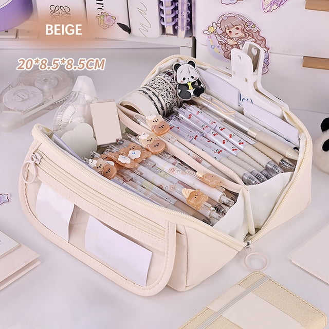 Fiudx Japanese and Korean Style Multi-Layer Cloth Pencil Case Student Stationery Storage Box Pencil Case Crossborder Pen Container