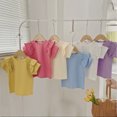 thumbnail image 4 of Nmmacb Kids Girls T-Shirt Summer Solid Color Tee Short Sleeve Top Short Sleeve Ruffle Sleeve Tee Size 1-9Y, 4 of 9