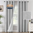 thumbnail image 1 of Blackout Curtains, Chenille Linen Curtains 108 inches Long 100% Blackout Curtains for Bedroom, Textured Linen Look Draperies Grommet with White Liner, 2 Panels, Heather Glacier Gray, 1 of 10