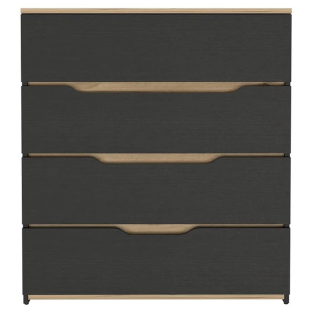 Atlin Designs Commode de Chambre Moderne à 4 Tiroirs en Bois, Noir/chêne Clair