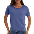 thumbnail image 1 of Yuyuzo Hauts Courts pour Femmes T-Shirts à Manches Courtes Col Rond Hauts de Sortie T-Shirts Unis Hauts, 1 of 7