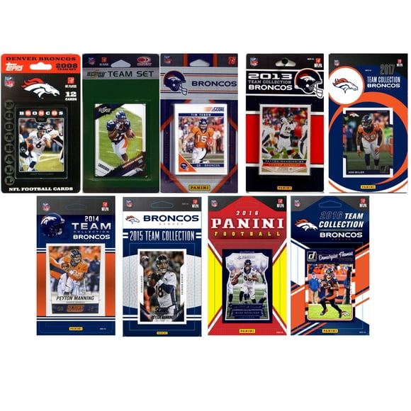 C&I Collectables BRONCOS917TS NFL Denver Broncos 9 Different Licensed Trading Card Team Sets