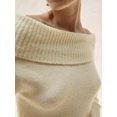 thumbnail image 3 of Faithtur Women's Spring Autumn Knit Tops Solid Color Long Sleeve Off Shoulder Slim Knitwear, 3 of 9