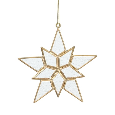 HOLIDAY TIME 4.625 Inch Glass Star Christmas Ornament, 60% Glass 5% Polyester 35% Iron Hanging Decor