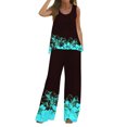 thumbnail image 1 of Mikilon Ensemble Stylé pour Femme 2 Pcs Décontracté Ample Imprimé Camisole Pantalon Long Sans Manches Col Rond Haut/chemise Ensemble Vert Menthe P, 1 of 5