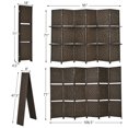 thumbnail image 2 of Gymax 6 Panel Folding Room Divider 6Ft Weave Fiber Screen W/ 2 Display Shelves Brown, 2 of 10