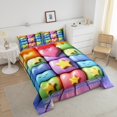thumbnail image 4 of Erosebridal 3D Stars Bedding Sets King with Comforter, Cute Rainbow Buffalo Duvet Insert, Princess Room Decor, Reversible 3pcs, 4 of 8
