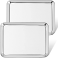 thumbnail image 1 of EIGTHTAIL Toaster Oven Pans Set of 2 Stainless Steel Toaster Oven Tray Rectangle Size 9 x 7 x 1 inch  Rust Free & Deep Edge  Thick & Sturdy  Easy Clean & Dishwasher Safe, 1 of 7