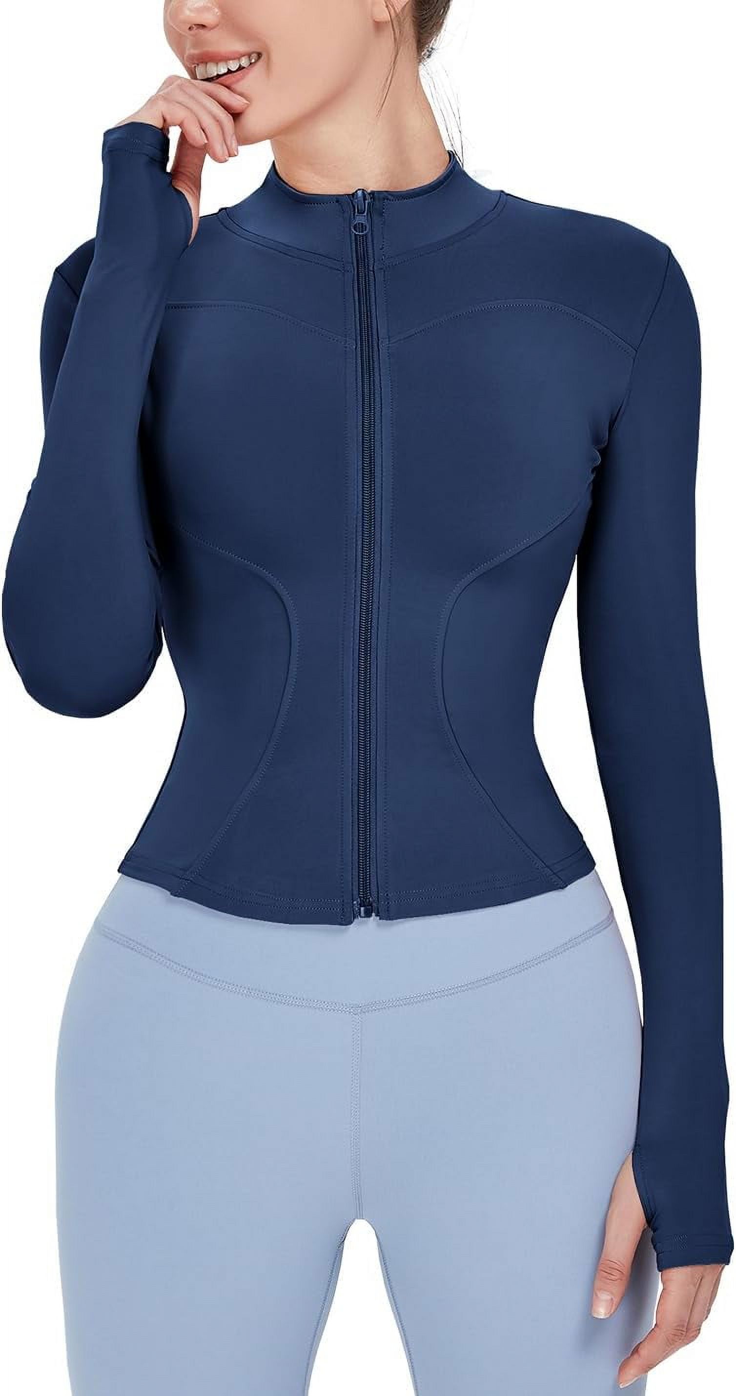 ORUYROP Veste de Course Légère Extensible pour Femmes avec Fermeture Éclair Complète et Trous pour les Pouces