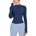 thumbnail image 1 of ORUYROP Veste de Course Légère Extensible pour Femmes avec Fermeture Éclair Complète et Trous pour les Pouces, 1 of 7