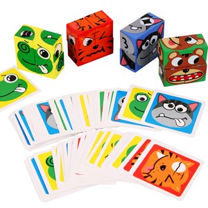 Amdohai Wooden Expression Puzzle Building Blocks Expression Matching Block Face Changing Puzzle Game Logical Thinking