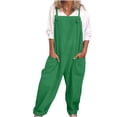 thumbnail image 2 of Qertyioot Combinaison pour Femmes Grande Taille, Salopette Décontractée Ample en Coton et Lin, 2 of 8